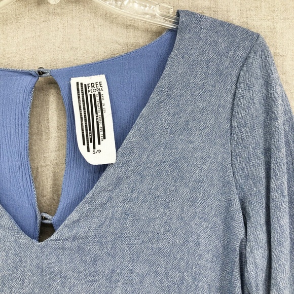 FREE PEOPLE Blue Chambray Mini Dress Romper - Picture 5 of 7